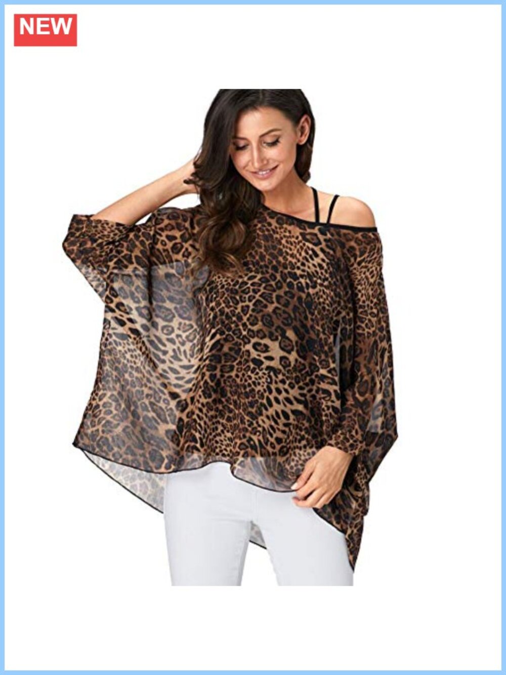Batwing Semi Sheer Chiffon Cover Up Blouse